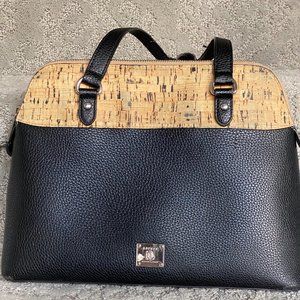 Ralph Lauren Black Leather & Cork Purse